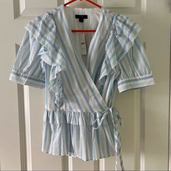 Jcew Ruffle wrap top in stripe - Picture 6 of 6